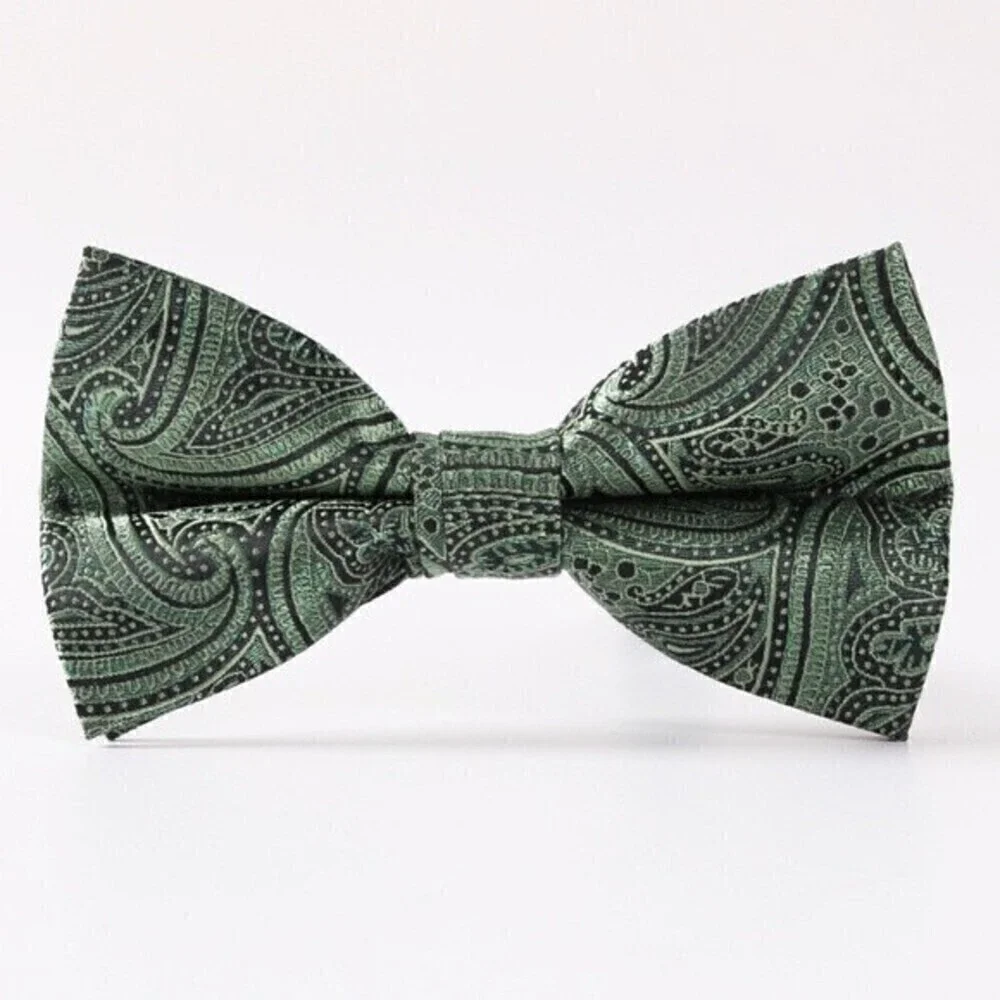 Bow Tie Light Green Paisley Adjustable